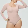 Kadın şekillendiricileri tek parçalı shapewear iç çamaşırı göbek kaldırma kalçaları şekillendiren tulumlar kadınlar uzun kollu korse zayıflama vücut şekillendirici