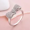 Fashion Simple Women's Bowtie Shape CZ White Gold Filled Lover Fidanzamento Wedding Promise Ring Sz6-10239b