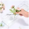 Vases Transparent Acrylique Rectangar Rose Et Décorations De Fête À La Maison Pour Les Mariages Tables À Manger Fleur Centre Drop Delivery Garden Dh1Qt