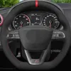 Hand stitched Black Suede Car Steering Wheel Cover For Seat R Leon ST Cupra Ateca FR208G