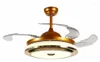 Chandeliers High Quality 3 Color Led Fan Lamp Changing Light Modern Invisible Ceiling Remote Control 110-240v