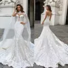 Wspaniałe sukienki ślubne z koronką z Cape Sheer Punging Neck Bohemian Wedding Suknia Zastosowana w rozmiarze Plus Rozmiar de N235s