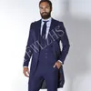 カスタムメイドのピークラペルグルームマン1つのボタンGroom Tuxedos Men Suits Wedding Prom Dinner Man Blazerjacket Pants Tie Vest W11217e