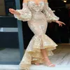 2020 Arabski Aso Ebi szampan koronkowe koraliki sukienki wieczorne ukochane sukienki na bal matrowe za vintage formalne przyjęcie drugie przyjęcie go227f