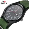 Mode nylonklocka män helt nya Soxy Men's Sport Quartz Wrist Military Watches Slim Analog Masculine Hot Shark Style Relojes