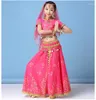 Gymkläder Bollywood Costume Set For Kid India Dance Dress Belly Clothes Dancing Stage Performance Chiffon Suit 4st/Set