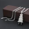 Hip hop Mens Iced Out Plug Pendentif Collier Or Argent Couleur Charme Micro Pave Plein Strass Hip Hop CZ Bling Collier Jewelry239q