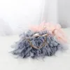 Evening Bags Luxury Real Ostrich Feather Handbag Fashion Party Clutches Women Handle Dinner Purse Ladies Bride Gift