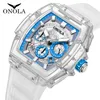 Faion montre hommes et femmes marque ONOLA luxe Transparent en plastique étanche Quartz Silicone hommes montres relojes para hombre