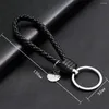 Keychains 1st Pu Leather Flätat vävt rep Keychain Diy Bag Pendant Key Chain Holder Car Trinket Keyring For Men Women Gift SMycken