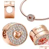 Charms 925 Sterling Sier Suspension Rose Golden Round Nact Anniversary Charm Pandora Classic Bransoletę Kobieta Biżuteria Dh6xw