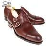 Saviano Uncle Double Monk Straps Dress Business Fashion Designer Wedding Handmade Genuine Leather Shoes Men Original b