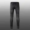 Męskie dżinsy Spring Patchwork Jean Black S 2023 Chude Hole Men Hip Hop Ripped Color Brand Pants Streetwear