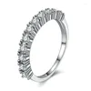 Wedding Rings Women's Jewelry Fashion Korean Style Engagement Half Circle Pave Finger Zircon Platinum Plated