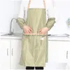 Aprons Kitchen Apron Housework Cleaning Sleeves Add Waterproof Anti-Oil Stripe Housewife Working Drop Delivery Home Garden Textiles Dh8Bz