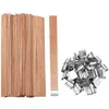 Handwerkswerkzeuge Holzkerzendochte mit Eisenständer für die DIY-Herstellung rauchfreier handgemachter Soja-Parffinwachsdocht 13 x 130 mm KDJK2202 Drop-Lieferung Dhmo6