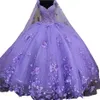 2022 Lavande Quinceanera Robes Fleurs Perles Cristal Avec Wraps Floral Appliqu Sweetheart Sweet 16 Robe Robes De Bal Princess236D