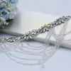 Wedding Sashes TOPQUEEN S08 White Dress Sash Belt Bridal Silver Beads Rhinestone Luxury Female Jewelry Diamonte270T