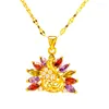 Pendant Necklaces 2023 Fashion 24K Gold Color Zircon Crystal Chain Necklace For Women Peacock Women's Wedding Jewelry Mothers Day Gift