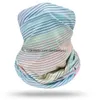 Fashion ice silk cool magic scarf summer knit colorful stripe face protective mask outdoor cycling anti UV windproof scarves turban headband