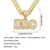 Pendant Necklaces Hip Hop Punk Bling Iced Out Full Rhinestones Cuban Chain Gold Silver Color Letter Brother Necklace For Men Rapper Jewelry