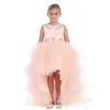 Ny ankomst Flower Girl Dresses For Wedding Lovely Little Girl Kid Child Dress Short Front Long Back Party Pageant Communion Dress331y