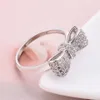 Fashion Simple Women's Bowtie Shape CZ White Gold Filled Lover Fidanzamento Wedding Promise Ring Sz6-10239b