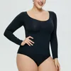 Kadın şekillendiricileri tek parçalı shapewear iç çamaşırı göbek kaldırma kalçaları şekillendiren tulumlar kadınlar uzun kollu korse zayıflama vücut şekillendirici