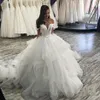 Suknia balowa suknie ślubne z ramion gorset Ruffles organza sukienka weselna organza w rozmiarze dla sukni ślubnej vestido de noiva215a