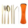 Dinnerware Sets Household 304 Stainless Steel Korean Set Tableware Fork Knife Spoon Gold Dining Table Cutlery