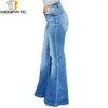 Jeans da donna Vita alta da donna 2023 Moda primavera estate Pantaloni svasati in denim strappati con fori Pantaloni eleganti da donna a gamba larga