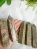 7-11cm Natural Crystal Wand Unakite Stone Quartz Point Plating Gemstone Tower Mineral Specimen Healing