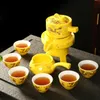 Service à thé chinois 8 pièces avec théière et tasse à thé en céramique, ensemble complet de tasses à thé de voyage Kung Fu pour 6 personnes, accessoires à thé