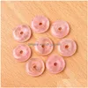 Bedels Big Hole Circle Beads Peace Healing Quartz Crystal Stone Gogo Donut Hangers Voor Sieraden Maken 12Mm 14Mm 16Mm Drop Delivery Dhjqt