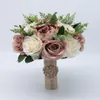 Bouquet da sposa Seta Fiore da sposa Damigella d'onore Rosa Peonie Boho Accessori per matrimoni floreali artificiali ramos de flores para novias226r