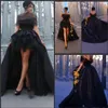 Hi Lo Feestjurken Zwart Off Shoulder Gelaagde Tule Sexy Galajurken Met Wraps Moeder En Dochter Korte Mouwen Cocktail Evenin241t