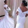 Wspaniałe sukienki ślubne syreny Nigeryjskie arabskie afrykańskie suknie ślubne czyste ramiona 2020 szata de Soriee323a