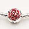 2015 New 925 Sterling Silver Belle Enchanted Rose Charm Bead مع Red Rose يناسب أساور المجوهرات الأوروبية Pandora Netcelaces Pen212g