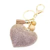 Porte-clés romantique éblouissant strass amour coeur pendentif à breloque frange porte-clés porte-clés gland sac voiture