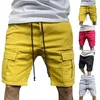 Shorts pour hommes pantalons Cargo hommes avec poches mâle décontracté taille moyenne pantalon solide épissure poche cordon longueur au genou