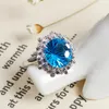 Küme Yüzükleri S925 Gümüş Kakalan Aquamarine Çiçek Nişan Yüzüğü Lüks Romantik Düğün Aksesuarları Ayarlanabilir Açılış Bayanlar Takı