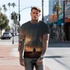 Herr t -skjortor sommar - -tröja världsuniverset 3D trycker casual mode