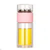 Water Bottles Tea Separation Glass Double Layer Cup Juice Coffee Portable Travel Drinkware With Stainless Steel Filters