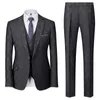 Мужские костюмы высокого качества мужской бутик -бутик для бизнес -костюма 3 куска синего / серое свадебное платье Homme Blazer и брюки с жилетом