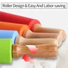 Gravestones 23/30/39cm Silicone Rolling Pin Nonstick Pastry Dough Flour Roller Wooden Handle Pizza Pasta Roller Kitchen Pastry Baking Tool