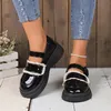 Jurk Schoenen Lucyever Wit Kant Platform Mary Jane Schoenen Vrouwen Mode Gesp Lakleer Flats Vrouw Ronde Neus Zwarte Lolita schoenen 230721