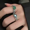 Wedding Rings Sell Emerald Aurora Morandi Zircon Stone Retro Thai Silver Female Ring Jewelry For Women Birthday Gifts Never Fade 230721