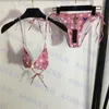 Sommer Damen Bademode Schmetterling bedruckter Bikini Dreieck Unterwäsche Badeanzug mit Etikett zwei Farben