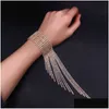 Tennis Bohemen Charm Armbanden Mode Lange Tassel Strass Armband Hand Sieraden Voor Vrouwen Bruids Kristal Verklaring Sieraden Dro Dhdfy