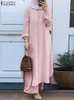 Этническая одежда мусульманские женщины -спортивные костюмы Турция Абая Установила элегантную длинную рубашку и широкие брюки для ног Zanzea eid abayas наряды Isamic Clothing 230721